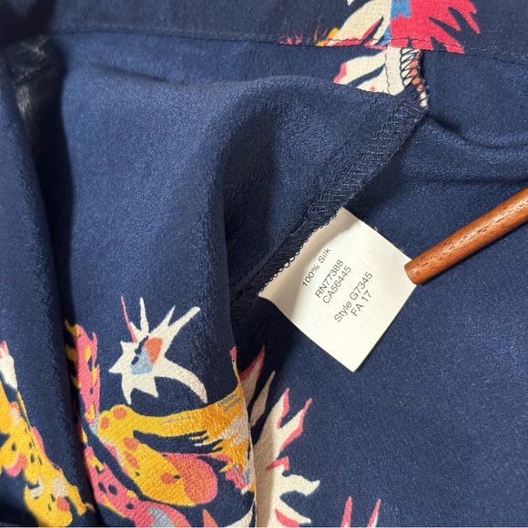 Madewell Silk Navy Cactus Blouse XS - Picture 5 of 6